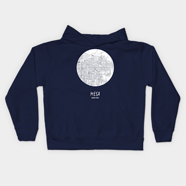 Mesa, USA City Map - Full Moon Kids Hoodie by deMAP Studio